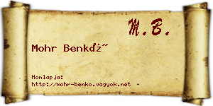 Mohr Benkő névjegykártya